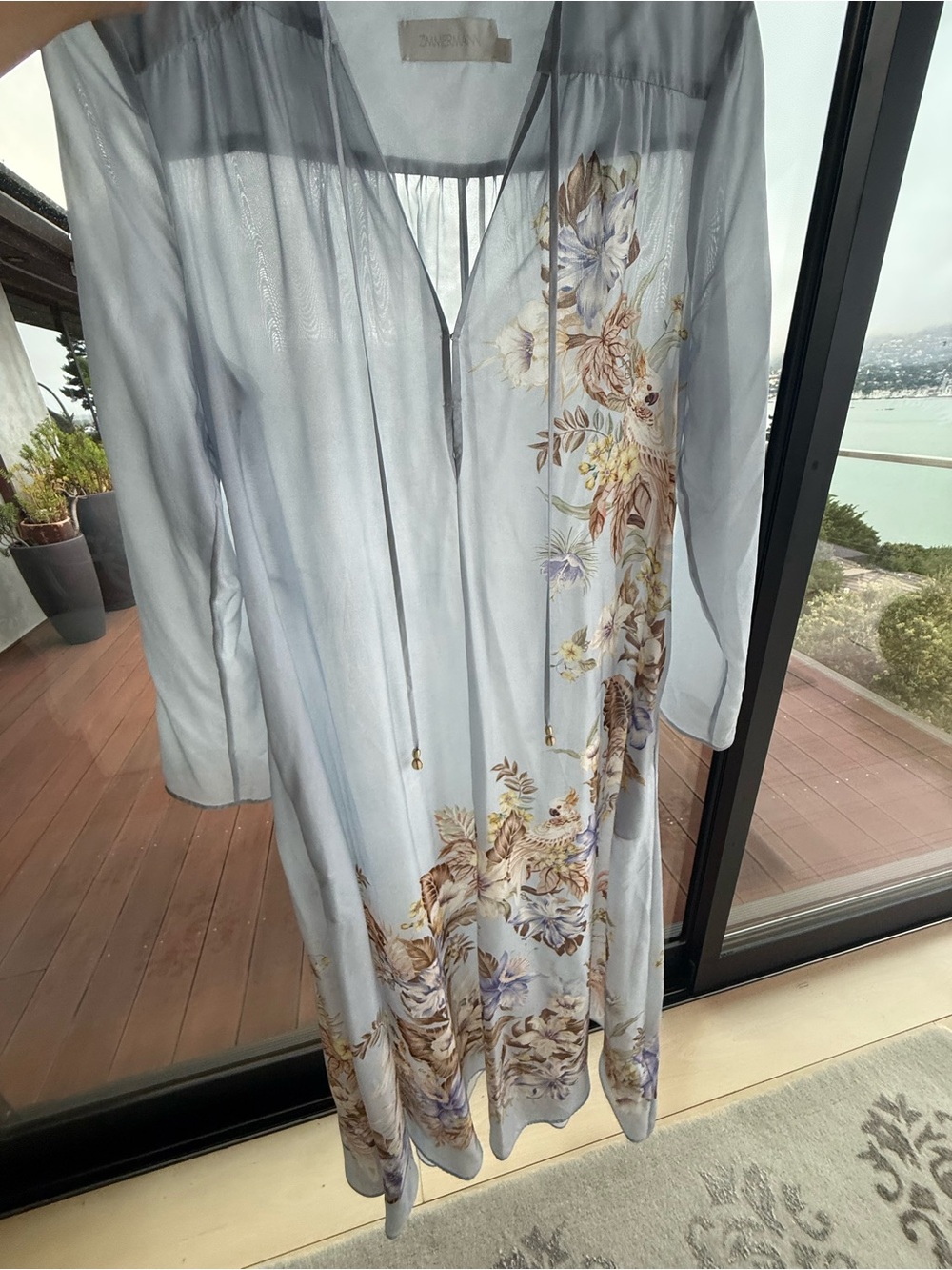 Zimmermann Coco placed print Pale Blue Brown and Blue Floral - Picture 6 of 8